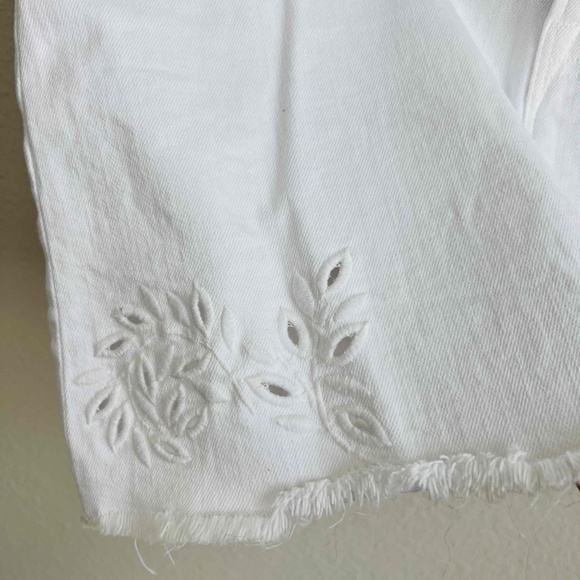 FRAME Foliage Embroidered White Mini Denim Mini Skirt Pockets‎ Zip Fly Size 24 - Picture 4 of 11